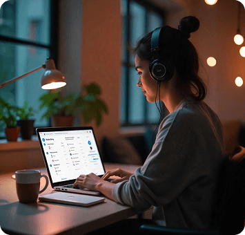 Student taking placement test on laptop